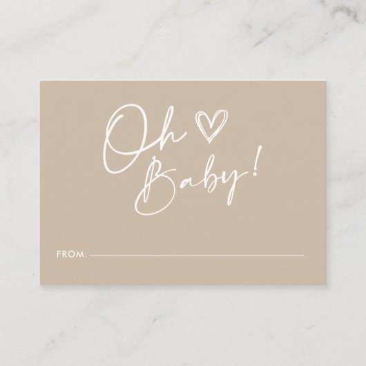 中性ミニマルベビーディスプレイシャワー囲いカード エンクロージャーカード (裏面)