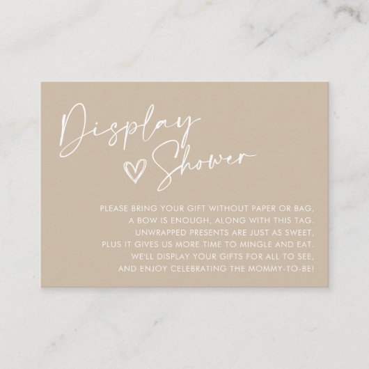 中性ミニマルベビーディスプレイシャワー囲いカード エンクロージャーカード (正面)