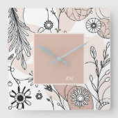 中性モダンボホブラウンエステティック スクエア壁時計 (正面)