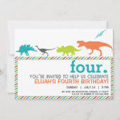 中性モダン恐竜シルエット誕生日招待状 招待状 (正面)