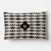 中性モダン蝶ガーデンパターンモノグラム アクセサリーポーチ (裏面)