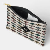 中性モダン蝶ガーデンパターンモノグラム アクセサリーポーチ (見開き)