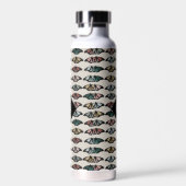 中性モダン蝶ガーデンパターンモノグラム ウォーターボトル (右面)