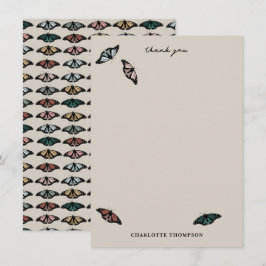 中性モダン蝶ガーデンパターン サンキューカード