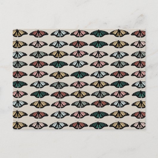 中性モダン蝶ガーデンパターン シーズンポストカード (正面)