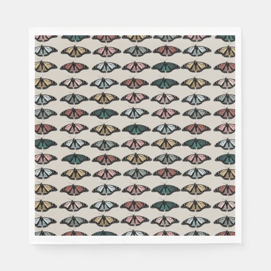 中性モダン蝶ガーデンパターン スタンダードランチョンナプキン (正面)