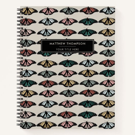 中性モダン蝶ガーデンパターン ノートブック (正面)