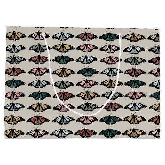 中性モダン蝶ガーデンパターン ラージペーパーバッグ (裏面)