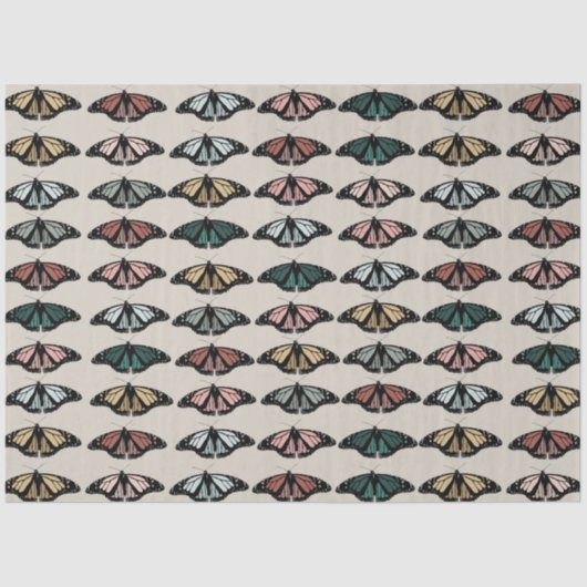 中性モダン蝶ガーデンパターン 薄葉紙 (正面)