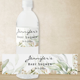 中性ヴィンテージ水色スチルライフフローラ ペットボトルラベル