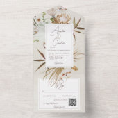 中性乾燥ボホフローラフレームクリームQRコード オールインワン招待状 (内側)