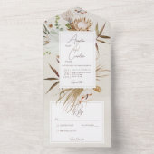 中性乾燥ボホフローラフレームクリー結婚ム オールインワン招待状 (内側)
