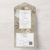 中性乾燥BohoフローラフレームSage QRコード オールインワン招待状 (内側)