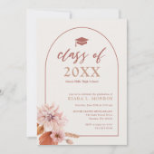 中性及び消音ピンクフローラ卒業パーティー 招待状 (正面)