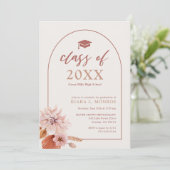 中性及び消音ピンクフローラ卒業パーティー 招待状 (スタンド正面)