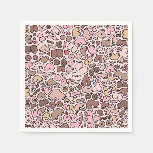 中性女性の乳房パッテン スタンダードカクテルナプキン (正面)