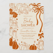 中性手描き秋カボチャ赤ちゃんシャワー 招待状 (正面/裏面)