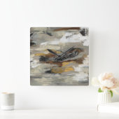 中性抽象芸術グレープリント |シルビア・ヴァシレバ スクエア壁時計 (ホーム)