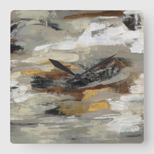 中性抽象芸術グレープリント |シルビア・ヴァシレバ スクエア壁時計 (正面)