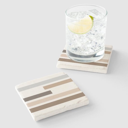 中性抽象芸術幾何ストライプ図形アートパターン ストーンコースター (横)