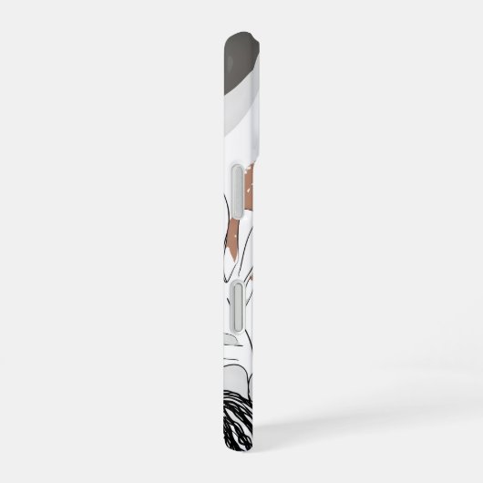 中性抽象芸術植物パターンボホアセミニマルス iPhone 16ケース (右側面)