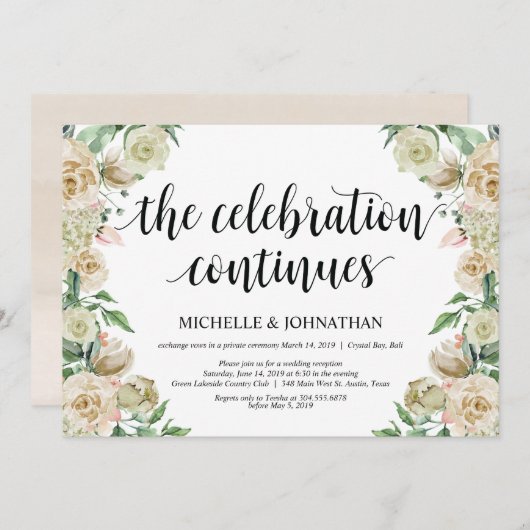 中性春展開披露宴招待状カード 招待状 (正面/裏面)