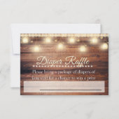 中性木製ベビーシャワーおむつラッフルチケットカード 招待状 (正面)