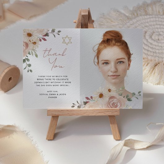 中性水かわいらし色フローラバルミツワー写真 サンキューカード