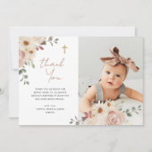 中性水かわいらし色フローラ |バプテスマ写真 サンキューカード (正面)