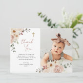 中性水かわいらし色フローラ |バプテスマ写真 サンキューカード (スタンド正面)