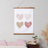 中性水カラーハート子供部屋 吊り下げ型タペストリー (寝室)