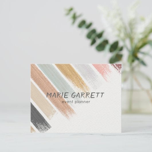 中性水モダン色のブラシストローク ポストカード (スタンド正面)