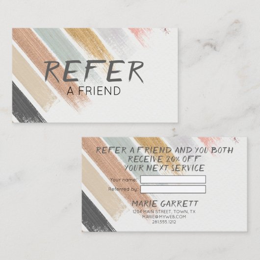 中性水モダン色ブラシストローク 紹介カード (正面/裏面)