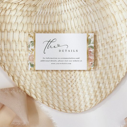 中性水色フローラと金ゴールド結婚の詳細 エンクロージャーカード