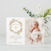 中性水色フローラと金ゴールド|写真バプティスマ サンキューカード (スタンド正面)