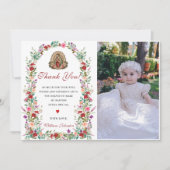 中性水色フローラバプテスマサンキューカード 招待状 (正面)