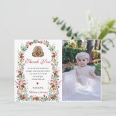 中性水色フローラバプテスマサンキューカード 招待状 (スタンド正面)