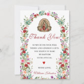 中性水色フローラバプテスマサンキューカード 招待状 (正面)