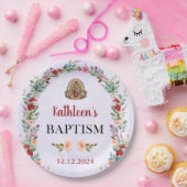 中性水色フローラ洗礼 ペーパープレート (パーティー)