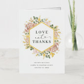 中性水色フローラ |愛と感謝してい金ゴールド 箔グリーティングカード (正面)