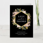 中性水色フローラ |愛と感謝してい金ゴールド 箔グリーティングカード (正面)
