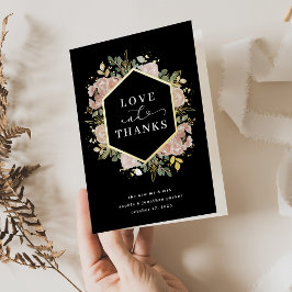 中性水色フローラ |愛と感謝してい金ゴールド 箔グリーティングカード