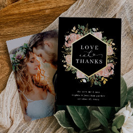 中性水色フローラ |愛と感謝してい金ゴールド 箔招待状