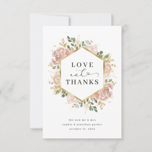 中性水色フローラ |愛と感謝してい サンキューカード (正面)