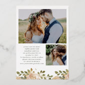 中性水色フローラ |日付金ゴールドの保存 箔招待状 (裏面)