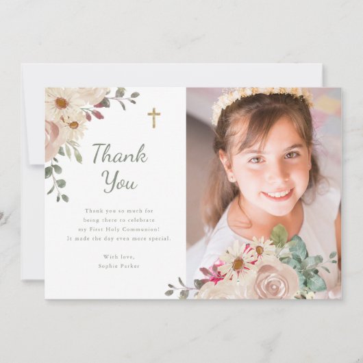 中性水色フローラ | 最初のコミュニティの写真 サンキューカード (正面)