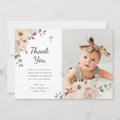 中性水色フローラ | 洗礼写真 サンキューカード (正面)