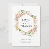 中性水色フローラ |金ゴールドの愛と感謝してい サンキューカード (正面)