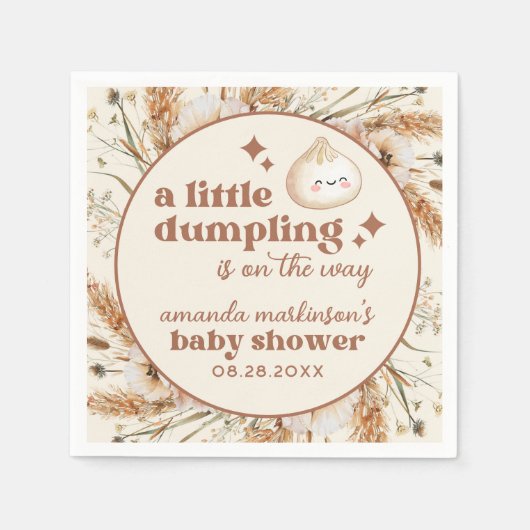 中性水色小さな餃子バオベイビーシャワー スタンダードカクテルナプキン (正面)