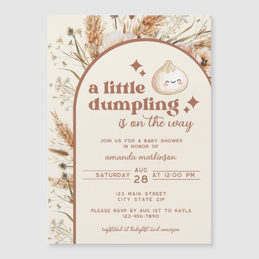 中性水色小さな餃子バオベイビーシャワー マグネット招待状 (正面)